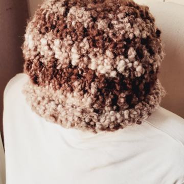 "TEDI" sivo-smeđa vunena kapa M-L