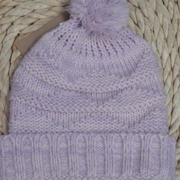Zimska kapa s pufnicom - ljubičasta