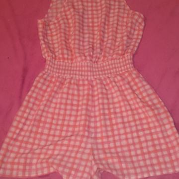 C&A KOMBINEZON 38 40 M L KOCKE GINGHAM KRATKE HLAČE LJETO NO RUKAV