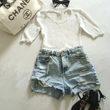 Bijela uska končana majica 36