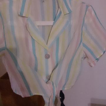 C&A NOVA KOŠULJA 40 L LJETNA CROP TOP KRATKI RUKAV VEZANJE PRUGE