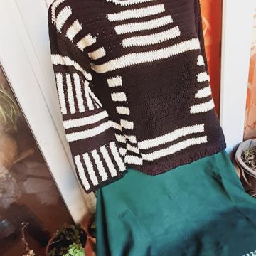 Crno-bijela pamučna tunika L/42