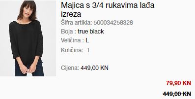 GAP CRNA BLUZA MAJICA