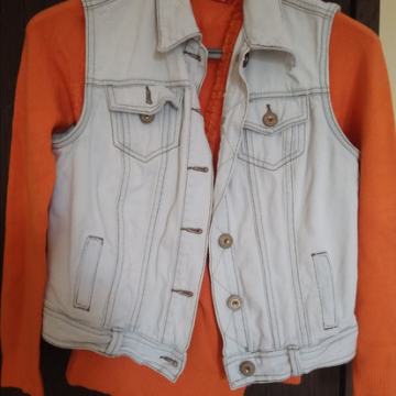 Jeans prsluk, majica , elastin + gratis