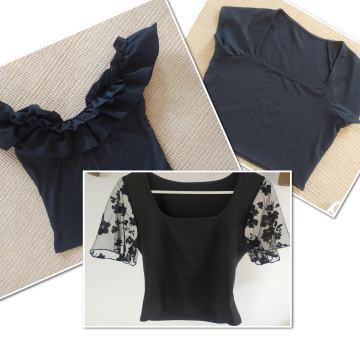 LOt 3 crne crop top majice
