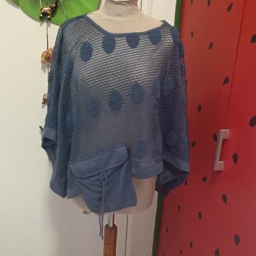 plava mrežasta tunika oversize