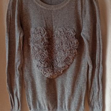 SIVA MAJICA 38 M   SRCE 3D DUGI RUKAV ŽENSKA HM