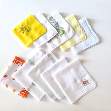 Ženske platnene džepne maramice - rupčići - 10 komada