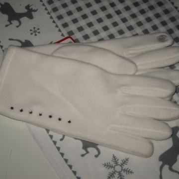 BIJELE RUKAVICE S CIRKONIMA  VEL.UNI  NOVO S ETIKETOM