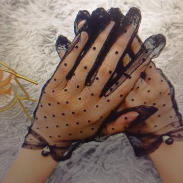 NOVE CRNE DAMSKE RUKAVICE CRNE TOČKE TOČKICE