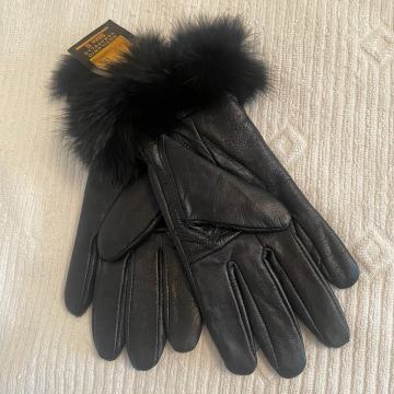 Zenske crne kozne rukavice S