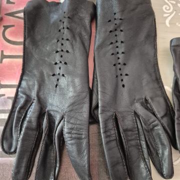 Ženske smeđe kožne rukavice vel S