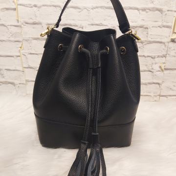 Crna bucket kožna torba