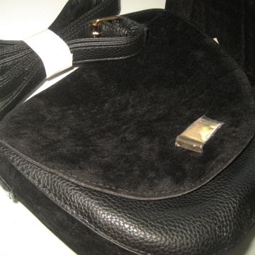 CRNA TORBA KOMBINACIJA KOŽE I PLIŠA - NOVO