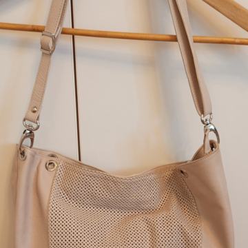 Kožna torba, svijetlo bež, prava koža