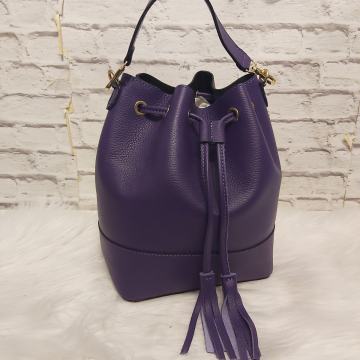 Ljubičasta bucket kožna torba