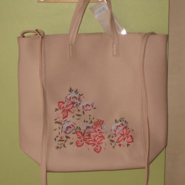 ROZA TORBA S CVJETNOM APLIKACIJOM - NOVO