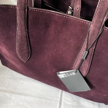 Massimo Dutti srednja Icon ručna torba patliđan koža