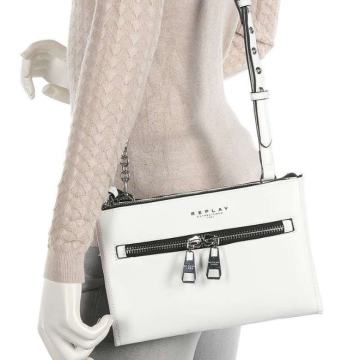 Replay torba nova sa etiketom bijela sa srebrnim logom i kopčama