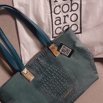 Rocco Barocco zelena kožna torba