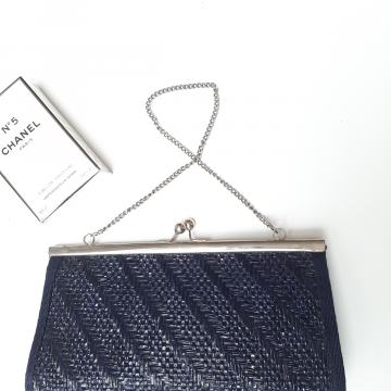 Tamno plava clutch retro torbica