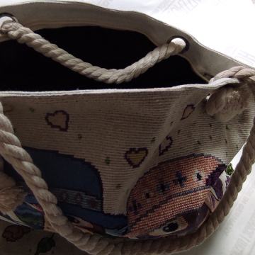 TORBA KONOPLJA,/LAN, PLATNENA ,MOTIV SOVE