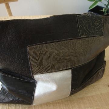 Torba sivo-crna-srebrna -  "karirana"