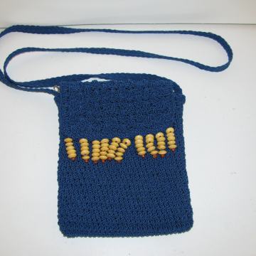 Torbica pletena-plava, manja. 14 X 18 cm