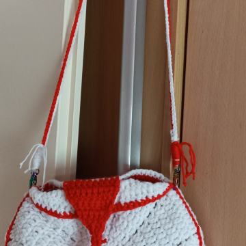 Torbica unikat bijelo-crvena, ručni rad