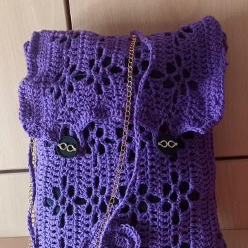 Torbica unikat, ručno heklana podstavljena 30x20cm