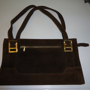 Torbica ženska, smeđa 32 x 19 cm, prava koža.