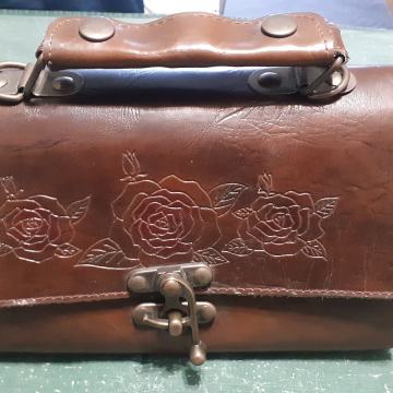 VINTAGE SMEĐA KOŽNA ŽENSKA TORBA