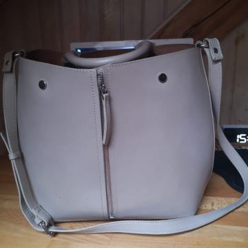 ZARA BEŽ TORBA PRAVA KOŽA