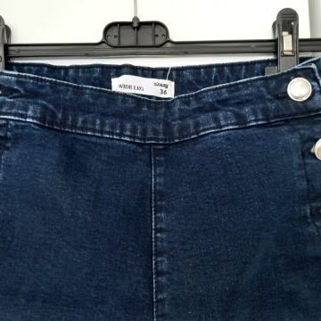 SINSAY WIDE LEG jeans high waist navy tamnoplave STRETCH denim vel 36