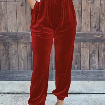 CRVENI PLIŠANI DONJI DIO TRENIRKE vel. S ,M , L - NOVO