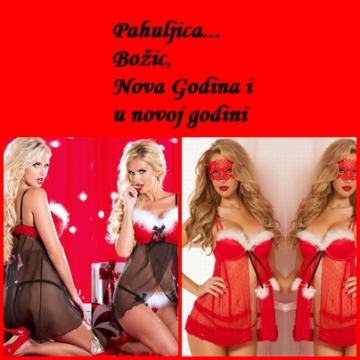 SEXY CRNI CRVENI NEGLIŽE NOVA GODINA NOVOGODIŠNJE DONJE EROTSKO RUBLJE