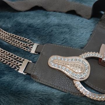 Smeđi/ beige široki raskošni remen