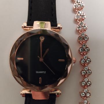 CRNI ŽENSKI ELEGANTAN SAT S NARUKVICOM - NOVO