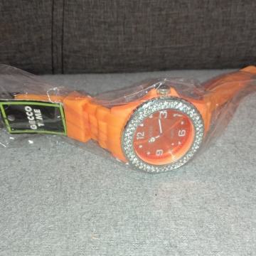 Naranđasti Gecco silikonski sat sa kristalićima