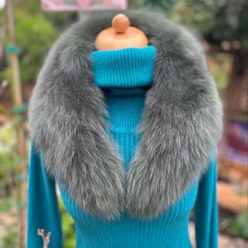 Novo ovratnik od lisičjeg krzna, zelena, šal od pravog krzna