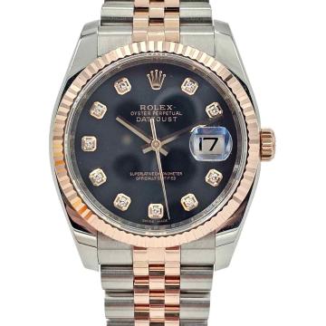 Rolex Datejust Rose Gold Black Diamond Dial