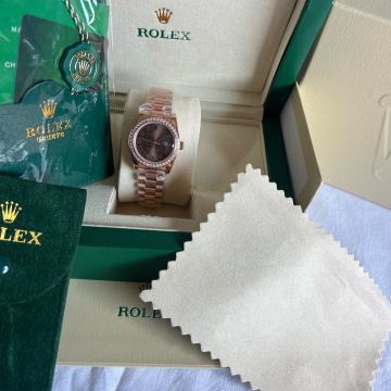 Rolex Datejust Rose Gold Brown Diamond Swiss