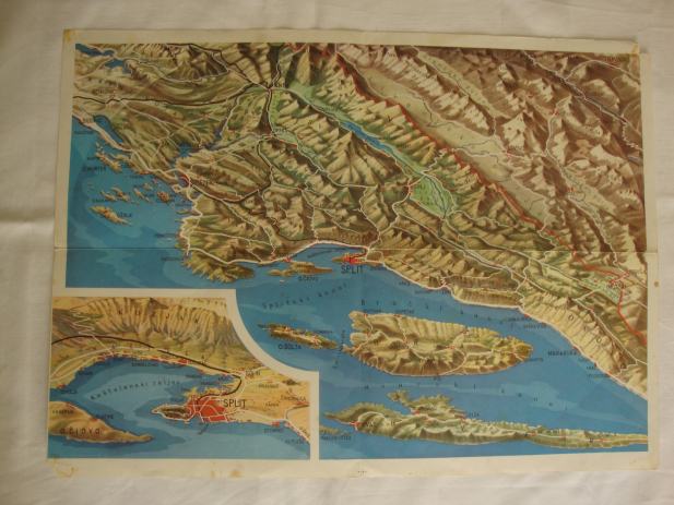 zemljopisna karta splita karta , SPLIT I OKOLNI KRAJEVI   ZAVIČAJNA KARTA 1969. GODINA zemljopisna karta splita