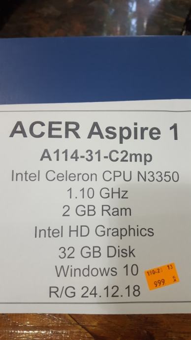 LAPTOP Acer Aspire 1 A114-31