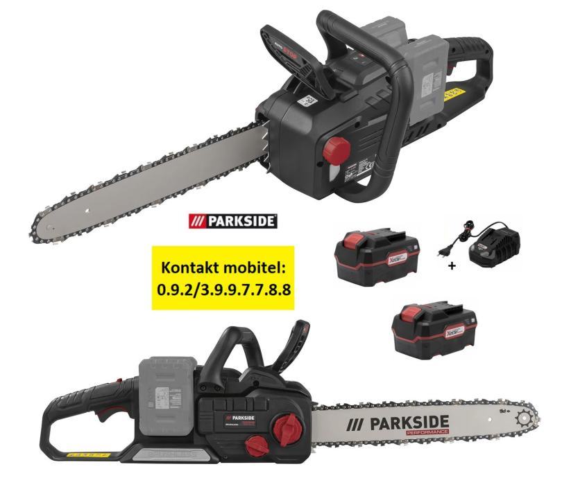 PARKSIDE 40V Akku Kettensäge – Brushless Motor, Mit 2x 4,0 Ah Akkus & Doppelladegerät, Oregon-Kette