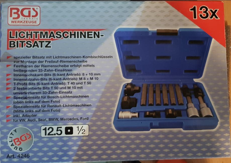 Set 13 Bussole Per Alternatore BGS 4246 – Attacco 12,5 Mm, Per VW, Audi, BMW, Ford E Altre
