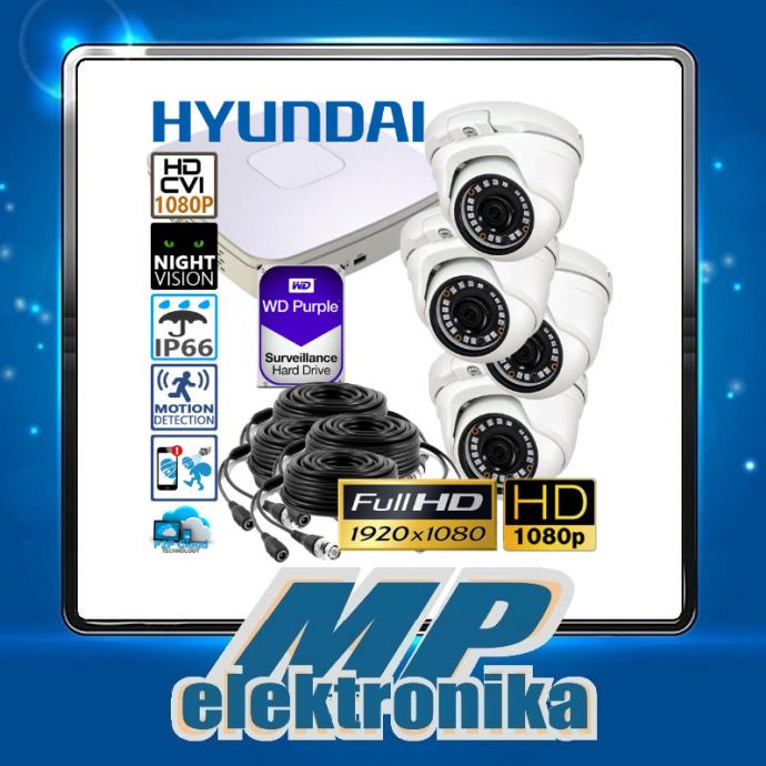 Komplet video nadzor HYUNDAI NextGen sa 4 FULL HD kamere Dome 2MP 1080