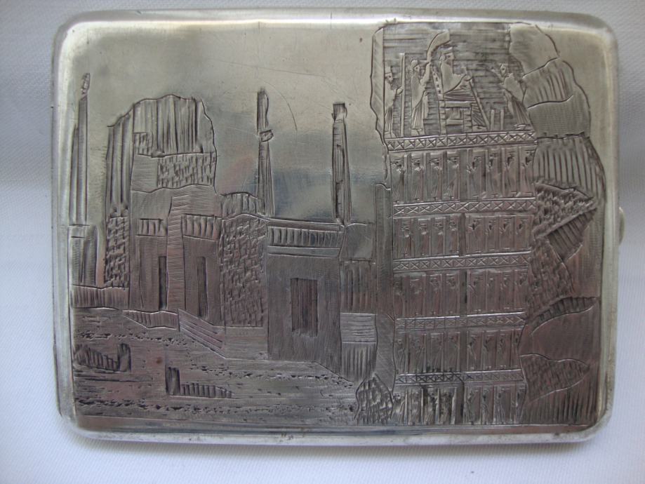 Antique silver Persian cigarette case DARIUS - Stara2 srebrna tabakera