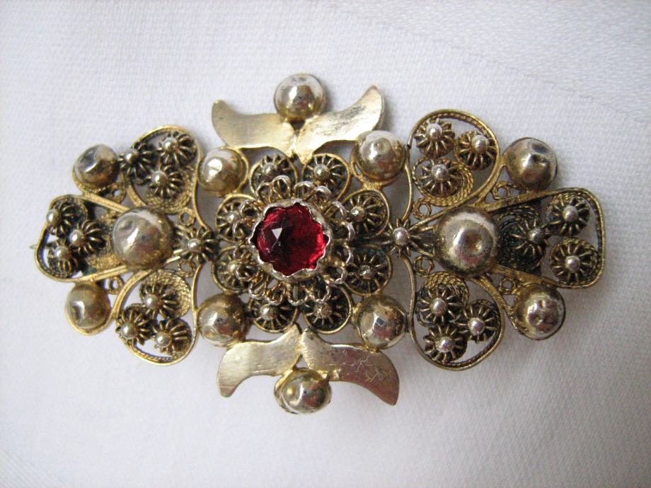 Antique filigree silver brooch /Broš igla Dalmacija/HRV.TRAD.NAKIT