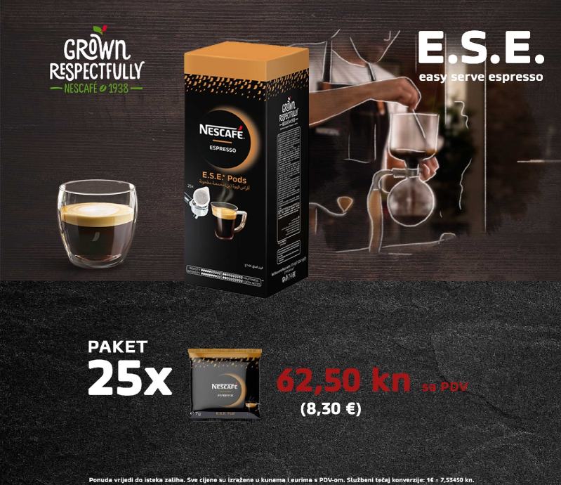 Nescafe E.S.E. Pods Espresso čalde + aparat gratis